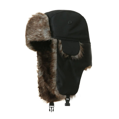 Trapper Hat with Ear Flaps and Faux Fur Lining for Winter