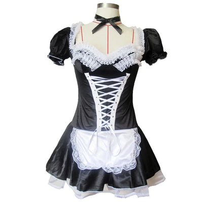 Women's Sexy Low-Cut Neckline French Maid Dress Costume Halloween Cosplay Servant Uniform For Women Role-playing Games Suit