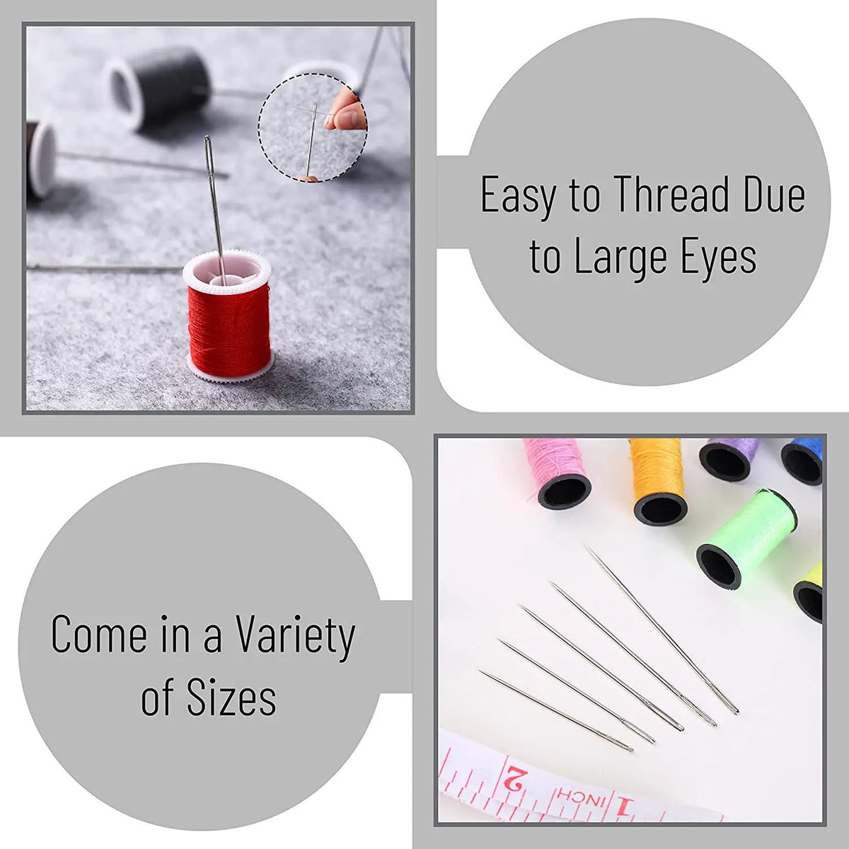 55-Piece Big Eye Sewing Needles Set for Hand Sewing