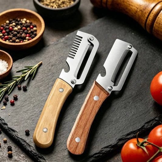 Vegetable Peeler with Stainless Steel Blade and Wooden Handle