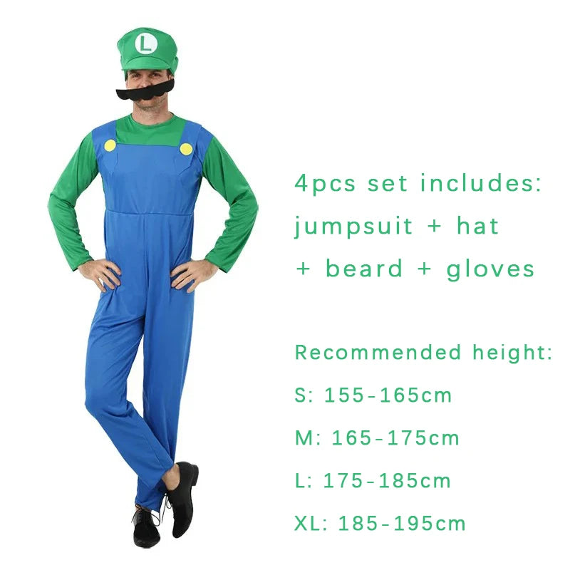 Adult Green Plumber Costume – Funny Jumpsuit for Halloween Cosplay