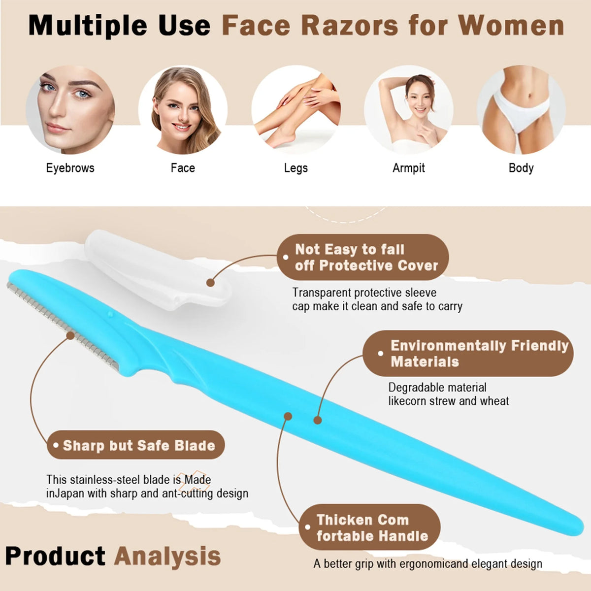 Eyebrow Razor with Protective Cover – Easy Facial Hair Trimmer