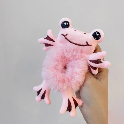 Frog Hair Scrunchie – Cute Plush Elastic Hair Band for Women