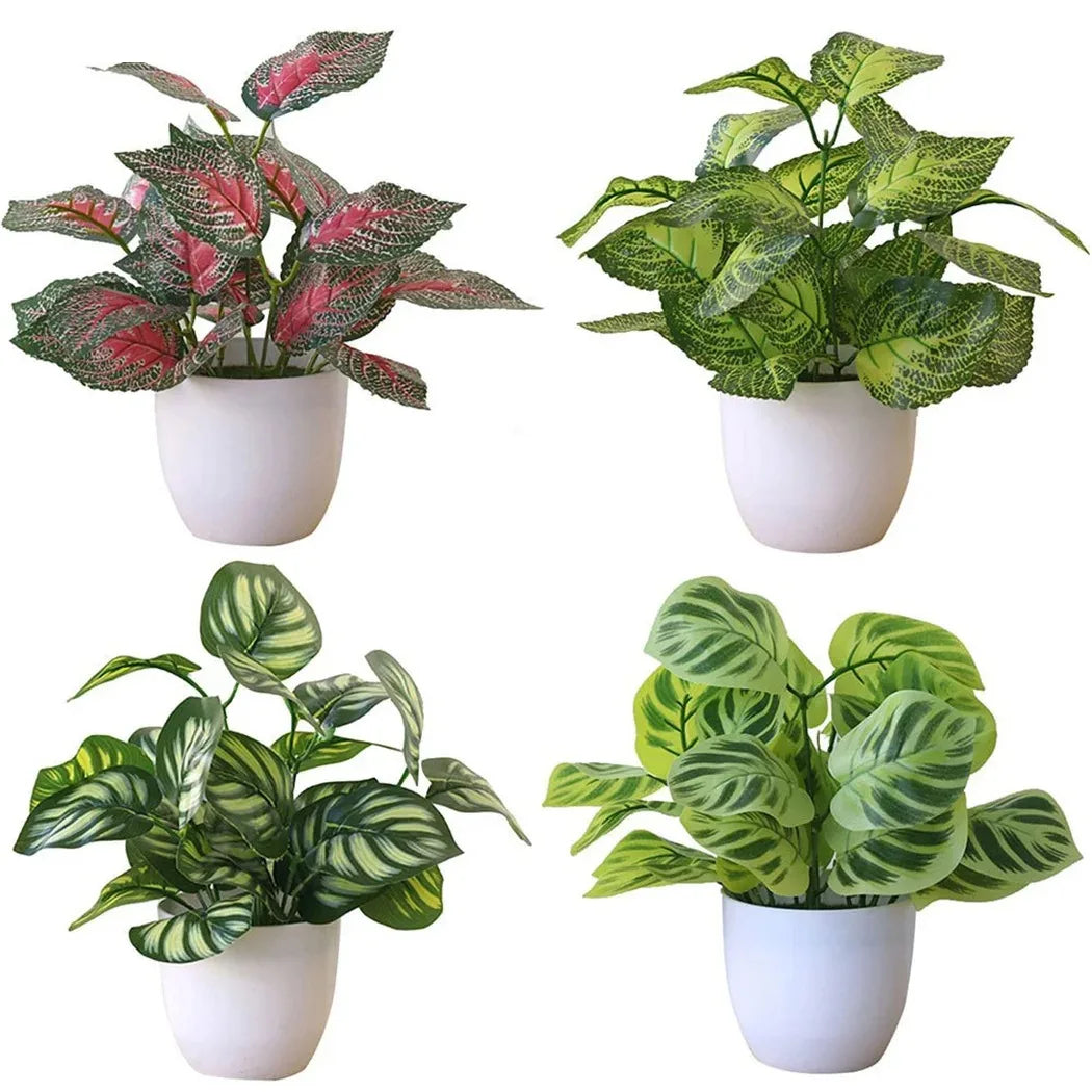 1PC Artificial Foliage Plant Pot Bonsai Party Mall Home Desktop Office Decor Small Bonsai Fake Flower Potted Home Decorations