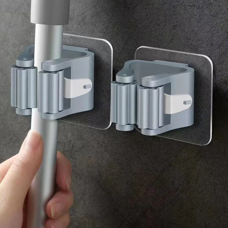 Adhesive Mop Holder – Wall Mounted Broom & Tool Organizer