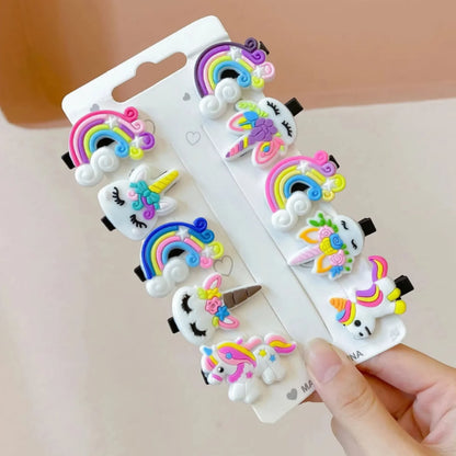 Girls Hair Clips Set – 10 Cute Cartoon Barrettes for Kids