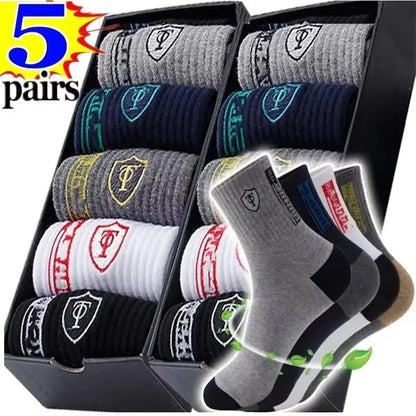 Men's Crew Socks – Breathable Cotton Blend Sports Socks, 5/10 Pairs