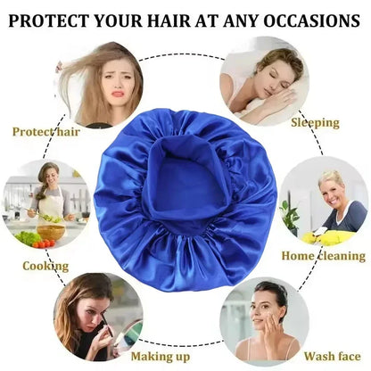 Satin Hair Bonnet for Sleeping – Large Silk Lined Hair Wrap Cap