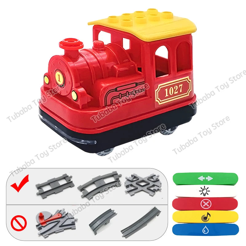 Kids Train Track Accessories Large Building Blocks DIY Railway Toys Big Blocks Compatible Duploed STEM Educational Gift Toddlers
