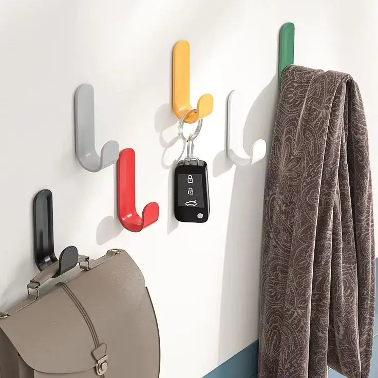 Self Adhesive Hooks – 6Pcs No Drill Wall Hanging J Hooks