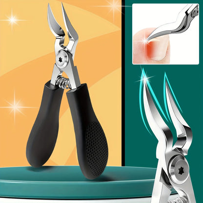 Heavy Duty Thick Toenail Clipper with Serrated Stainless Steel Blade
