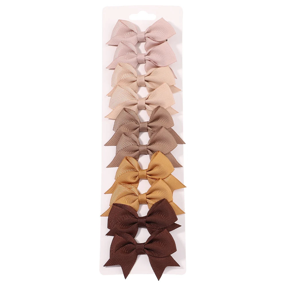 Baby Girl Hair Bows – 10-Piece Ribbon Bow Hair Clip Set