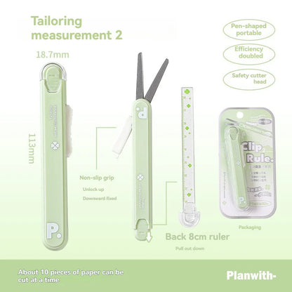 Mini Portable Scissors 2-in-1 Pen Shape Paper Cutter for Crafts