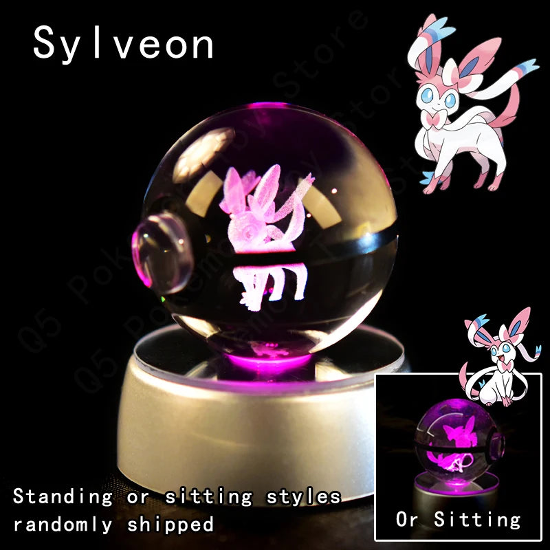 Crystal Ball Night Light with LED Base, 50mm Glass Decor