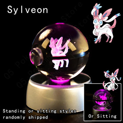 Crystal Ball Night Light with LED Base, 50mm Glass Decor