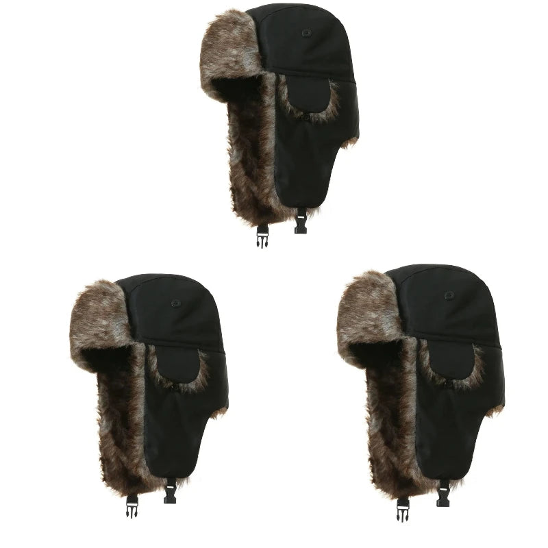 Trapper Hat with Ear Flaps and Faux Fur Lining for Winter