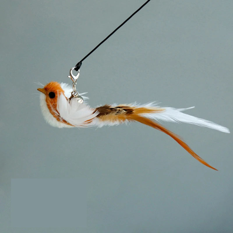 Cat Feather Toy Replacement Head with Bell for Interactive Cat Play