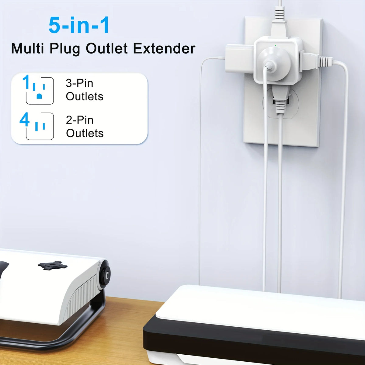5 Way Outlet Extender Wall Outlet Expander for Home and Travel