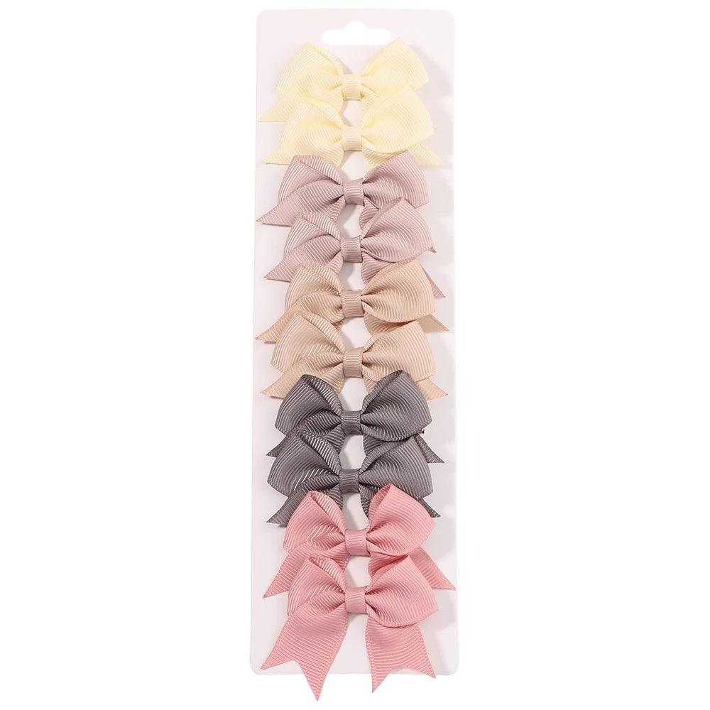 Baby Girl Hair Bows – 10-Piece Ribbon Bow Hair Clip Set