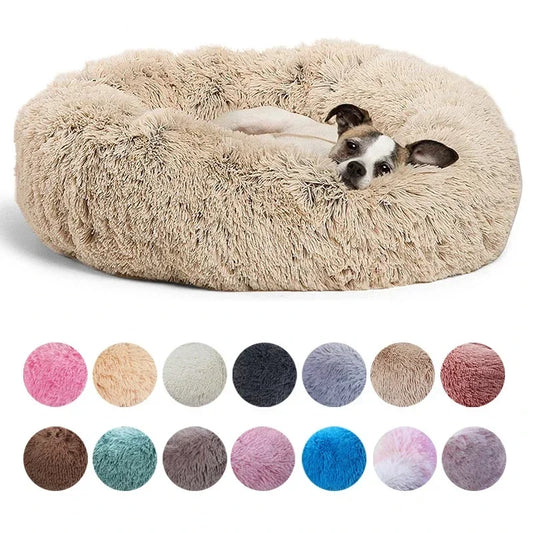 Round Dog Bed Plush Washable Sleeping Bed for Small to Large Pets