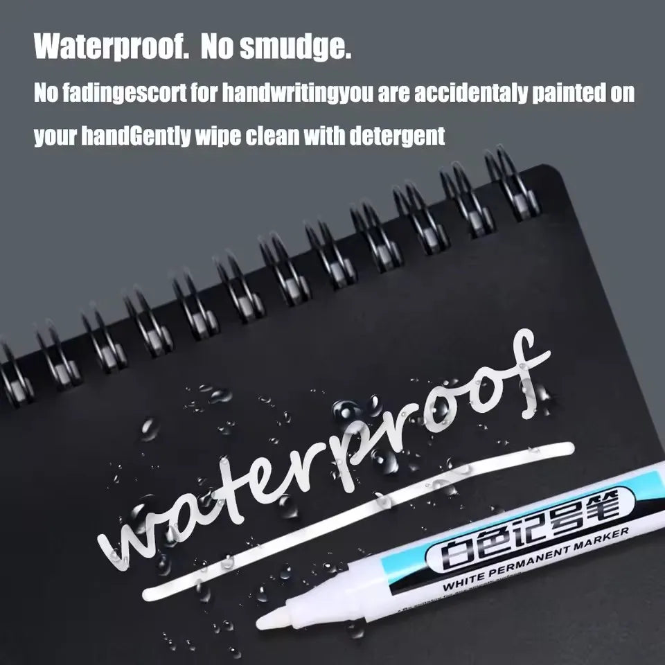 White Paint Marker Pen for Wood, Glass, Metal & Plastic