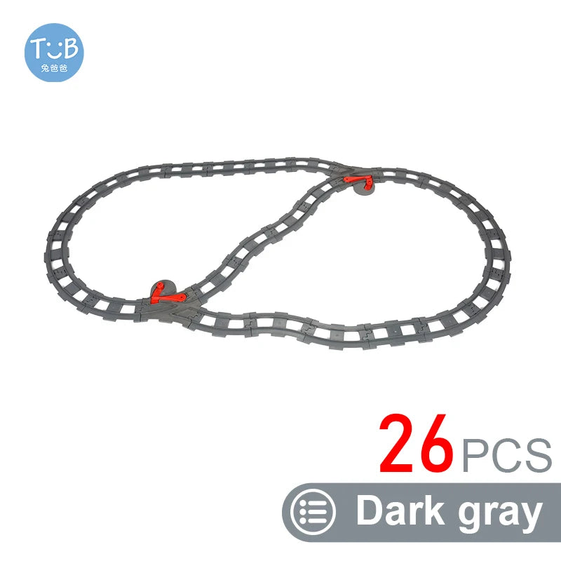 Kids Train Track Accessories Large Building Blocks DIY Railway Toys Big Blocks Compatible Duploed STEM Educational Gift Toddlers