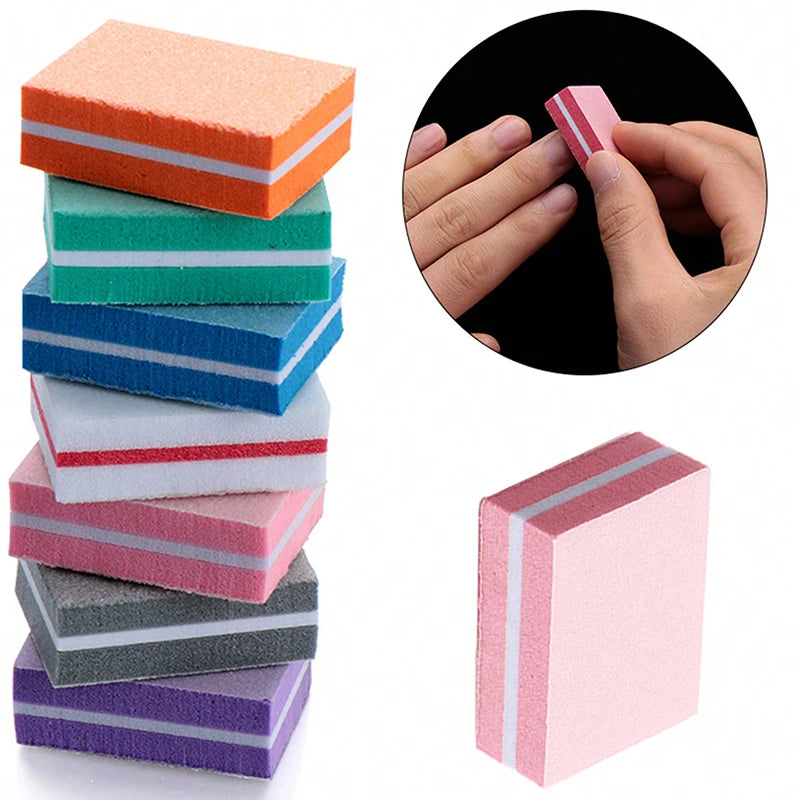Mini Nail Buffer Blocks – 100/180 Grit Nail Files, 50 Pack