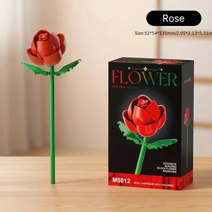 DIY Bouquet Building Blocks Single Flower Plastic Toys Small Particle Building Blocks Educational Kids Toys Home Decor Gifts