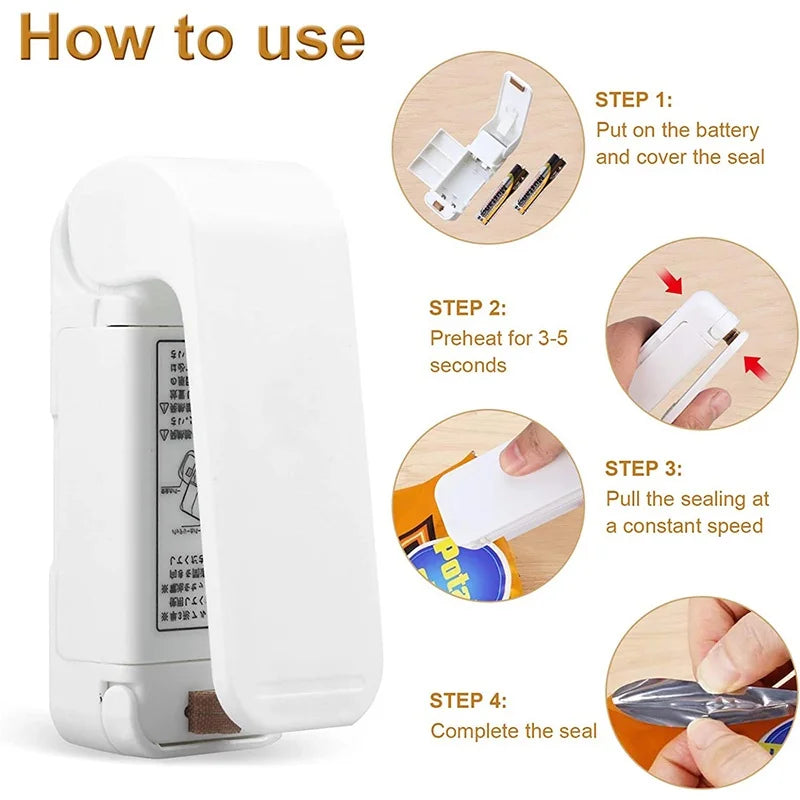 Mini Bag Sealer, Handheld Heat Sealer for Plastic Food Bags
