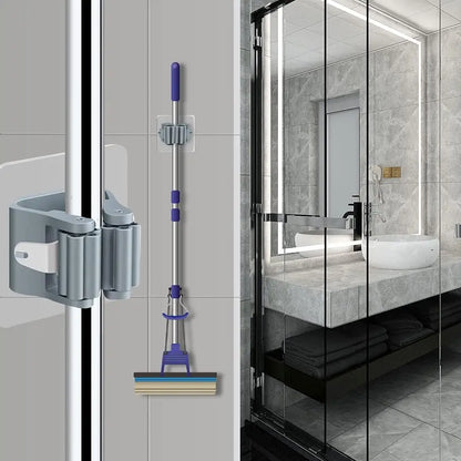 Adhesive Mop Holder – Wall Mounted Broom & Tool Organizer
