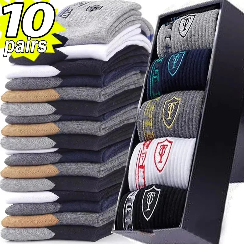 Men's Crew Socks – Breathable Cotton Blend Sports Socks, 5/10 Pairs