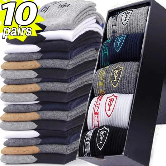 Men's Crew Socks – Breathable Cotton Blend Sports Socks, 5/10 Pairs