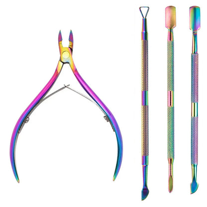 Manicure Nail Care Kit – 4-Piece Stainless Steel Cuticle Tool Set