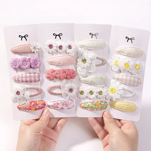 Girls Hair Clips 5-Piece Daisy Barrette Set for Kids