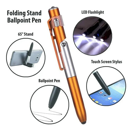 Multifunction Ballpoint Pen with LED Light and Phone Holder