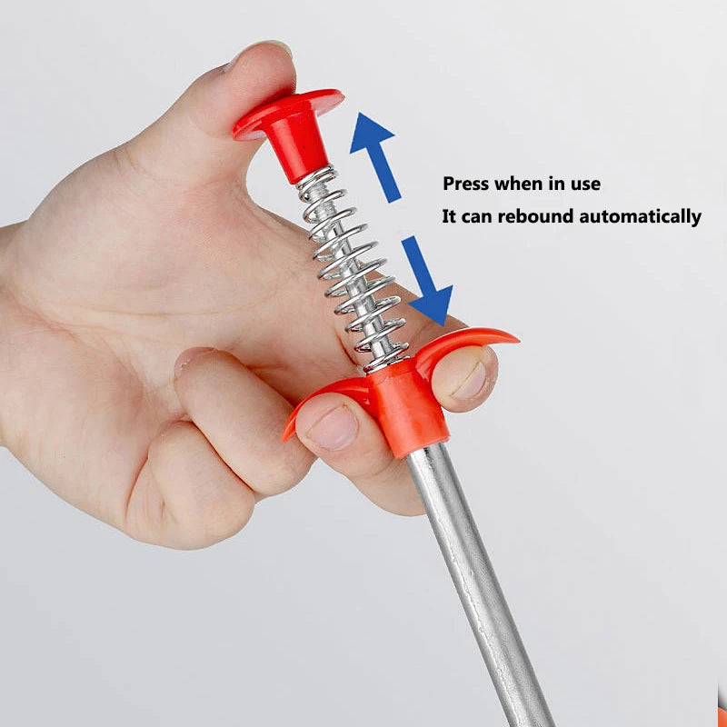 60cm Drain Snake Clog Remover, Flexible 4-Claw Pipe Cleaning Tool