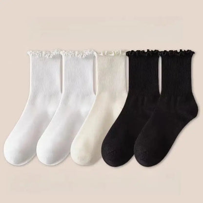 Women’s Ruffle Socks Black White