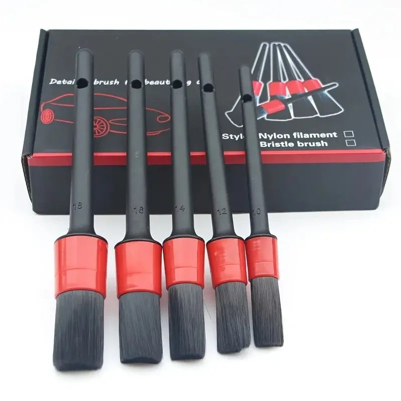 5PCS Car Detailing Brush Set for Interior, Wheels and Rims