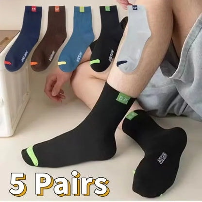 Men's Crew Socks – Breathable Cotton Blend Sports Socks, 5/10 Pairs