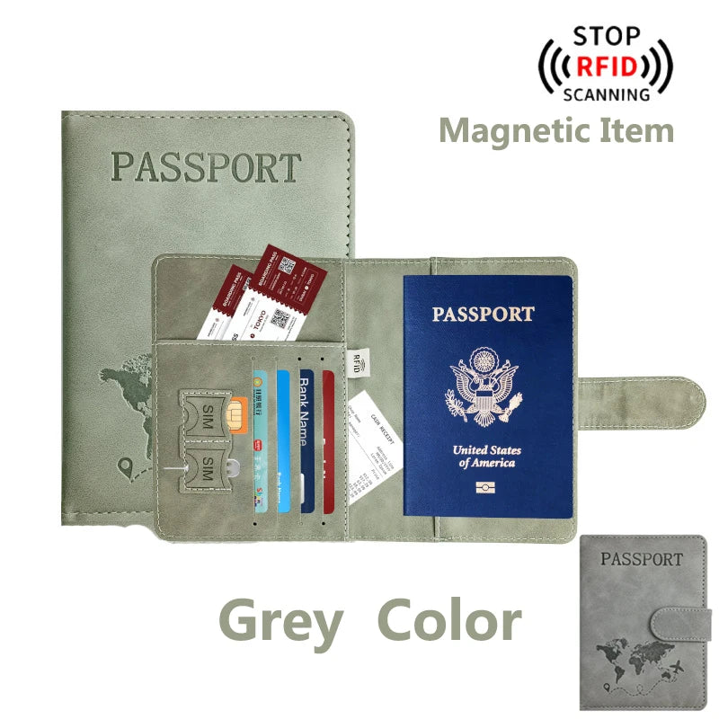 RFID Passport Holder Travel Wallet with Card and Document Slots