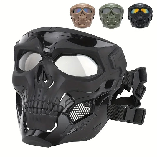 Windproof Full Face Skull Mask – Colored Goggles , Skeleton Design, Perfect for Halloween , Day of the Dead , Cosplay