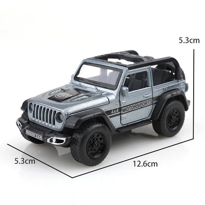 (Bagged) 1/36 Convertible Wrangler Off-Road Vehicle, Die-Cast Metal, Boy's Toy, Four Doors Openable, Pull-Back Function