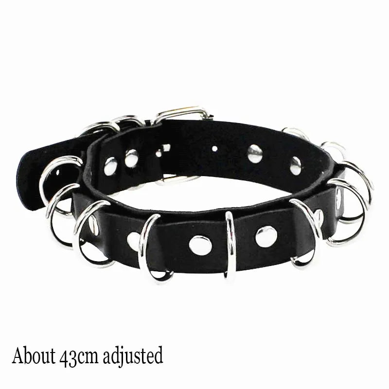 Woman Black Punk Choker Collar Necklace Sexy PU Leather Heart Lock Key Spike Chocker Gothic Cosplay Accessories Party Jewelry