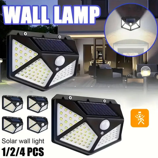 Solar Outdoor Wall Light with 100 LEDs for Garden & Patio