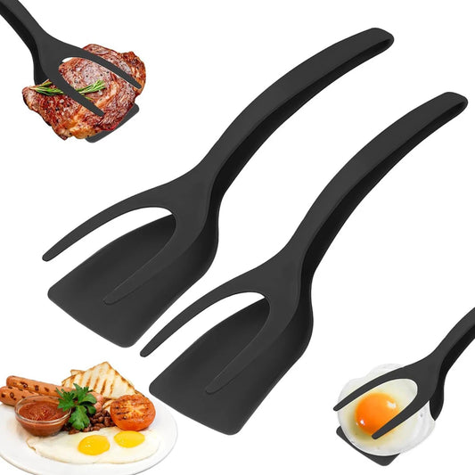 2-in-1 Spatula Tongs – Nylon Flip & Grip Kitchen Cooking Utensil