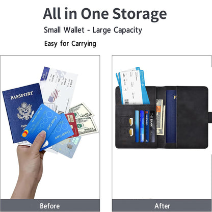 RFID Passport Holder Travel Wallet with Card and Document Slots
