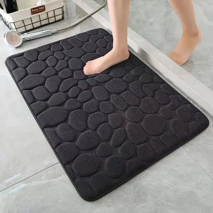 Non Slip Bathroom Mat with Cobblestone Design, Absorbent & Quick Dry