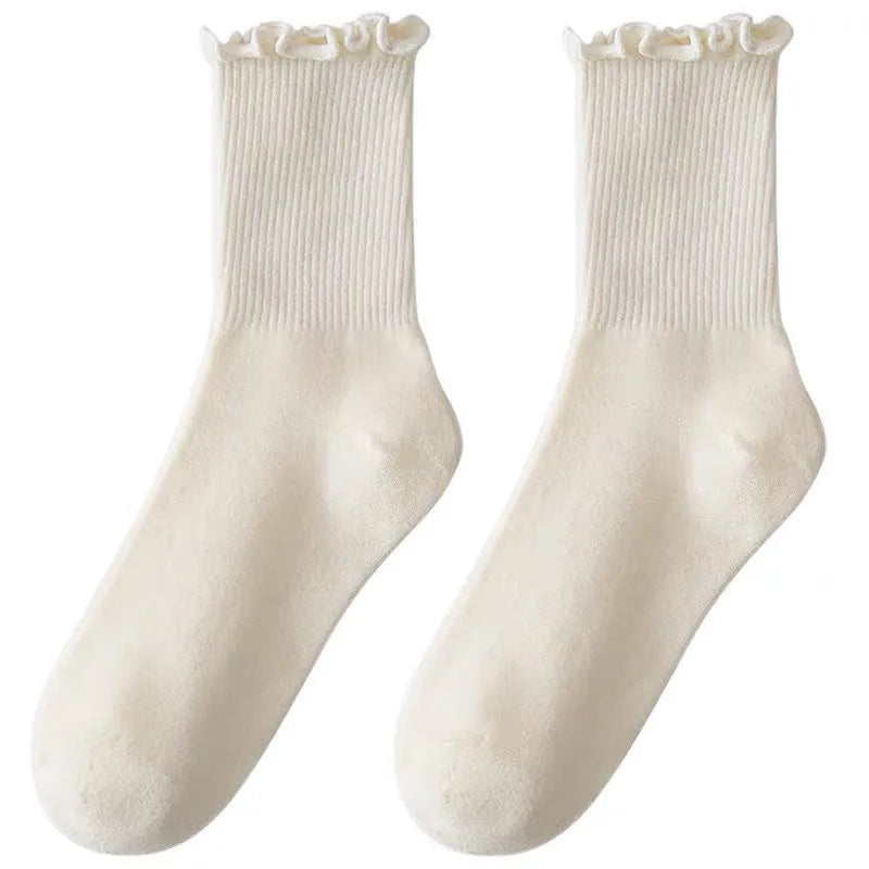 Women’s Ruffle Socks Black White