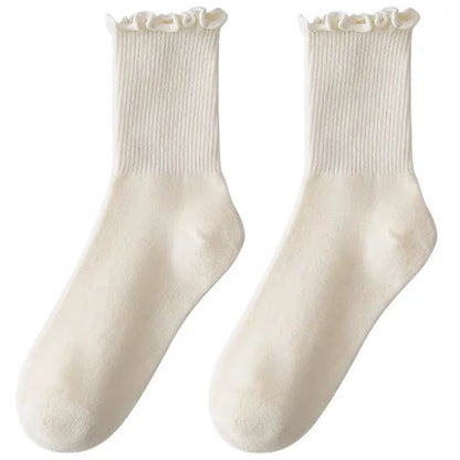 Women’s Ruffle Socks Black White