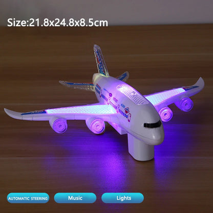 Electronic Aeroplane Toy with Music & Light Airplane Toy Electric Detachable Plane Toys Autopilot Automatic Obstacle Avoidance